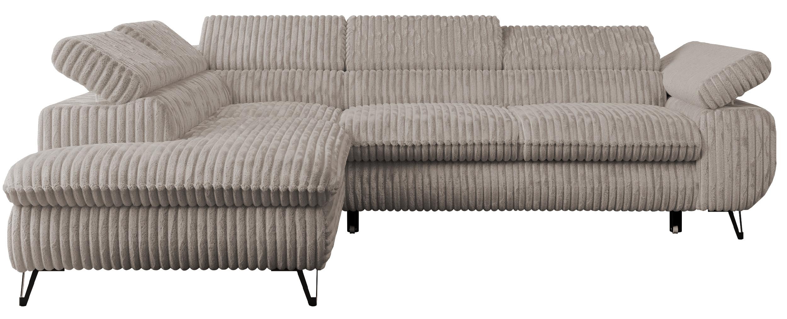 ECKSOFA PETER L Hellbraun Cord - Links Seite - Hellbraun/Schwarz, Textil/Metall (208/273cm) - MKS