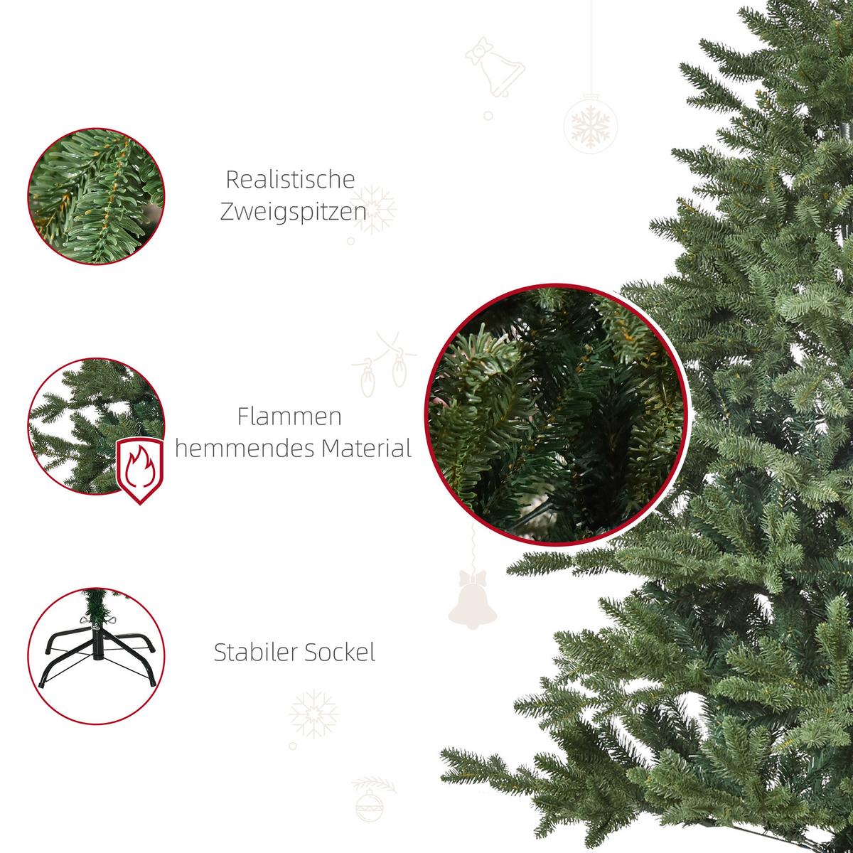 KÜNSTLICHER Weihnachtsbaum Tannenbaum zusammenklappbar und abnehmbar Grün - Grün, Kunststoff (150cm) - HOMCOM