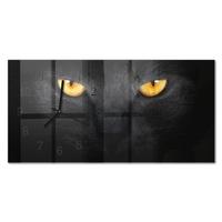 WANDUHR aus Glas 60x30 cm - Katze - Schwarz, Glas (60/30/0.4cm) - TULUP