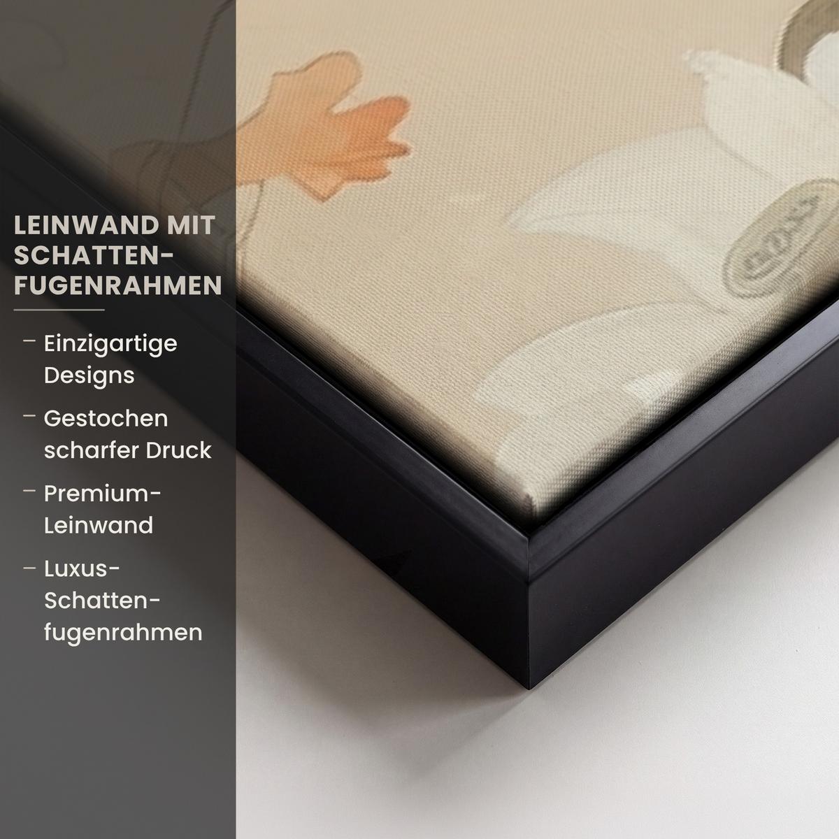 LEINWAND Bilder mit Rahmen - Blumen - Japandi - Wabi sabi - 120x80 - Sandfarben, Textil (120/80cm) - MuchoWow