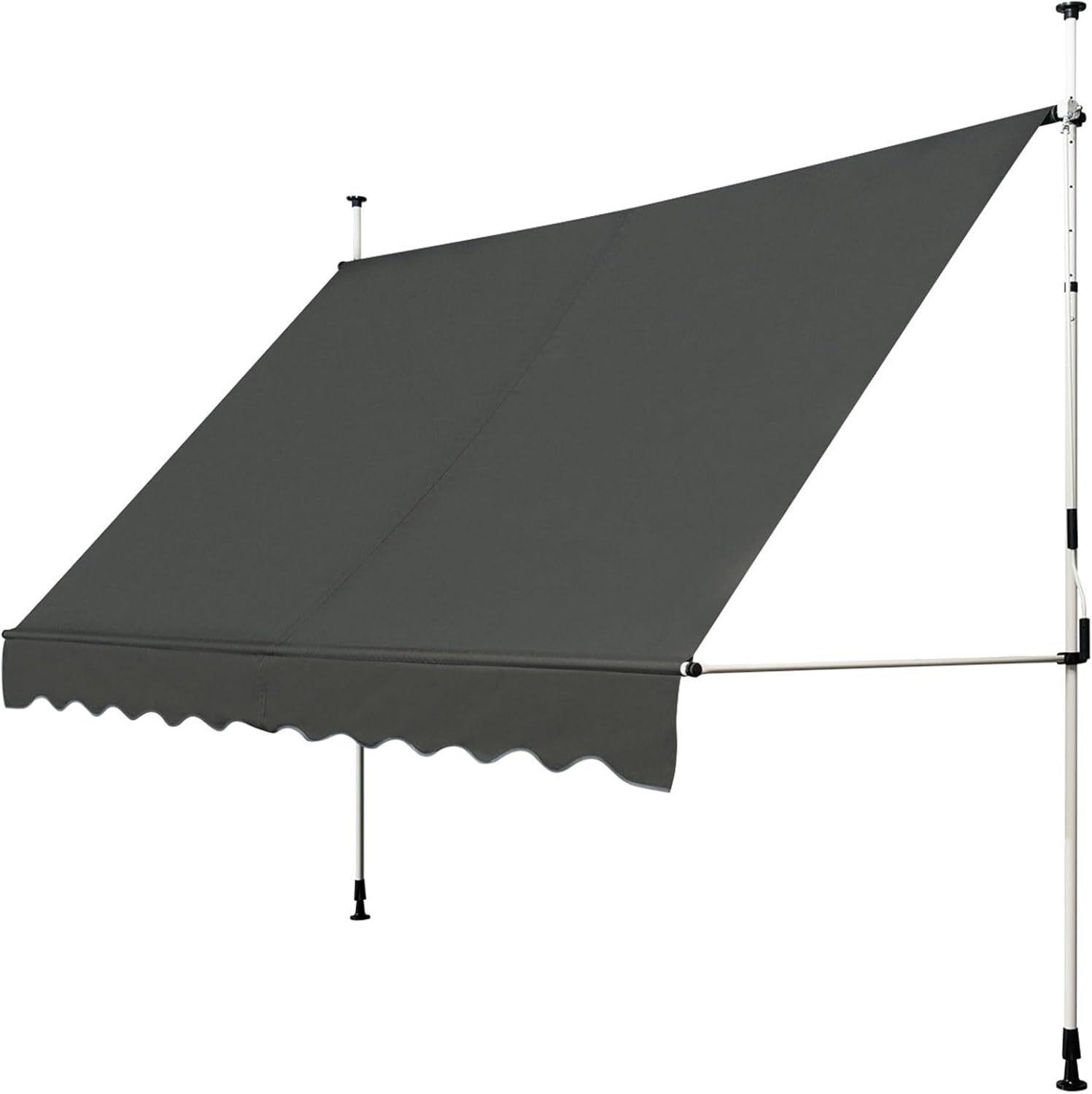 KLEMMMARKISE 350cm Grau - Grau, Metall (350/300/120cm) - COSTWAY