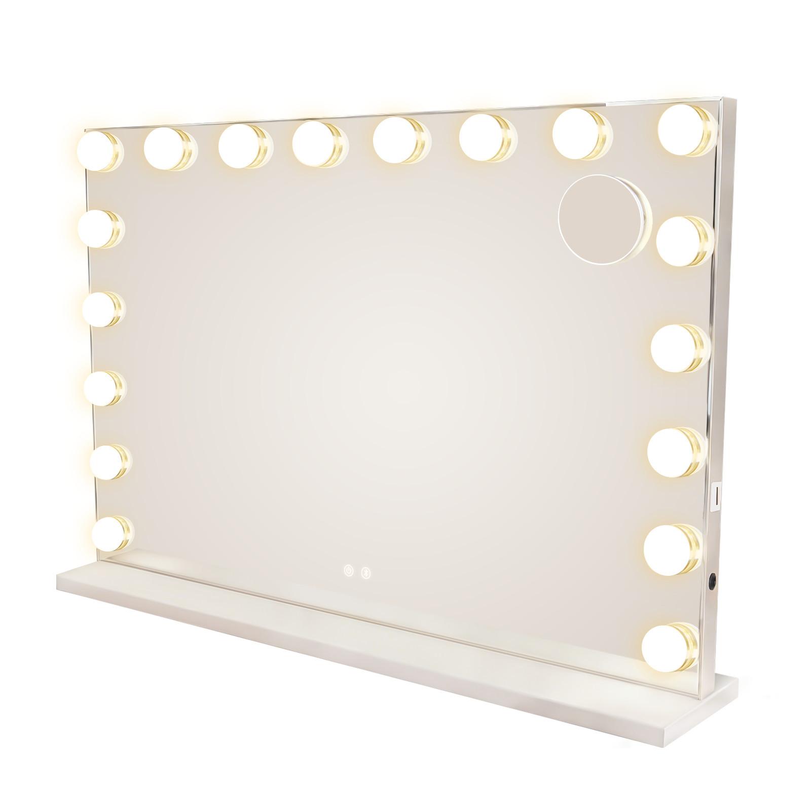 SCHMINKSPIEGEL Yveth 80/14/60 cm - Weiß, Glas/Metall (14/60/80cm) - ZMH