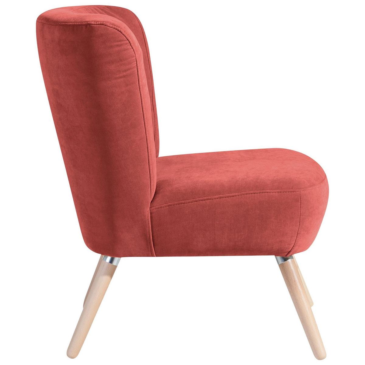 SESSEL Kassi Bezug Veloursstoff Buche natur / terracotta - Rot, Kunststoff (69/80/68cm) - 58aufmkessel