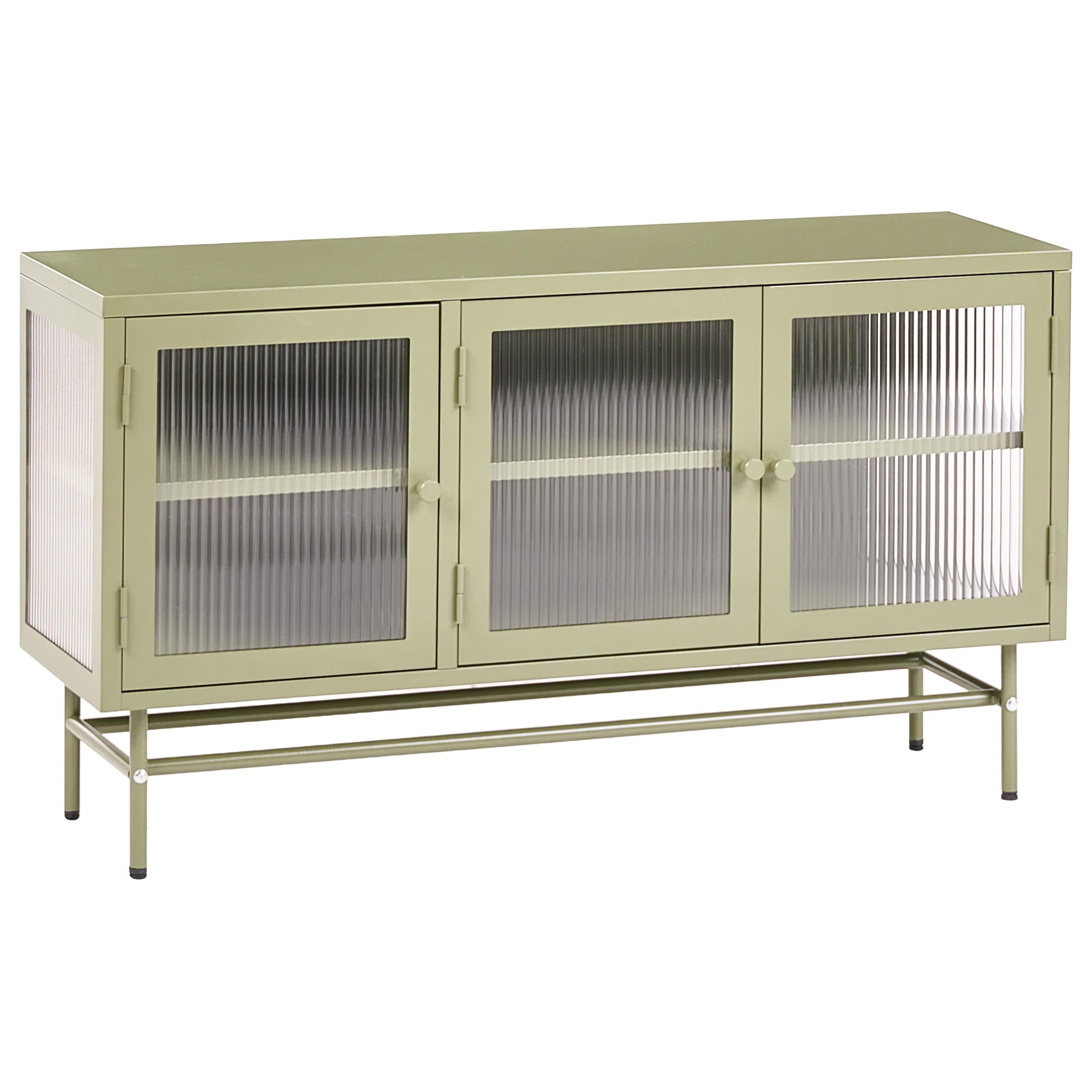 SIDEBOARD mit Glastüren Metall 115 cm Grün Devon - Grün, Metall (115/64/35cm) - Beliani