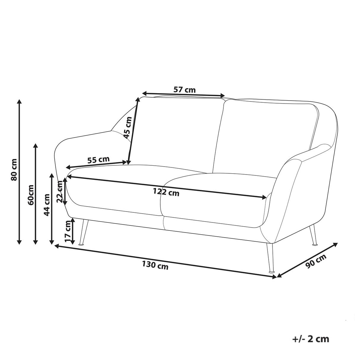 2-SITZER-SOFA Chenillegewebe Weiß Eiby - Weiß, Textil (130/80/90cm) - Beliani