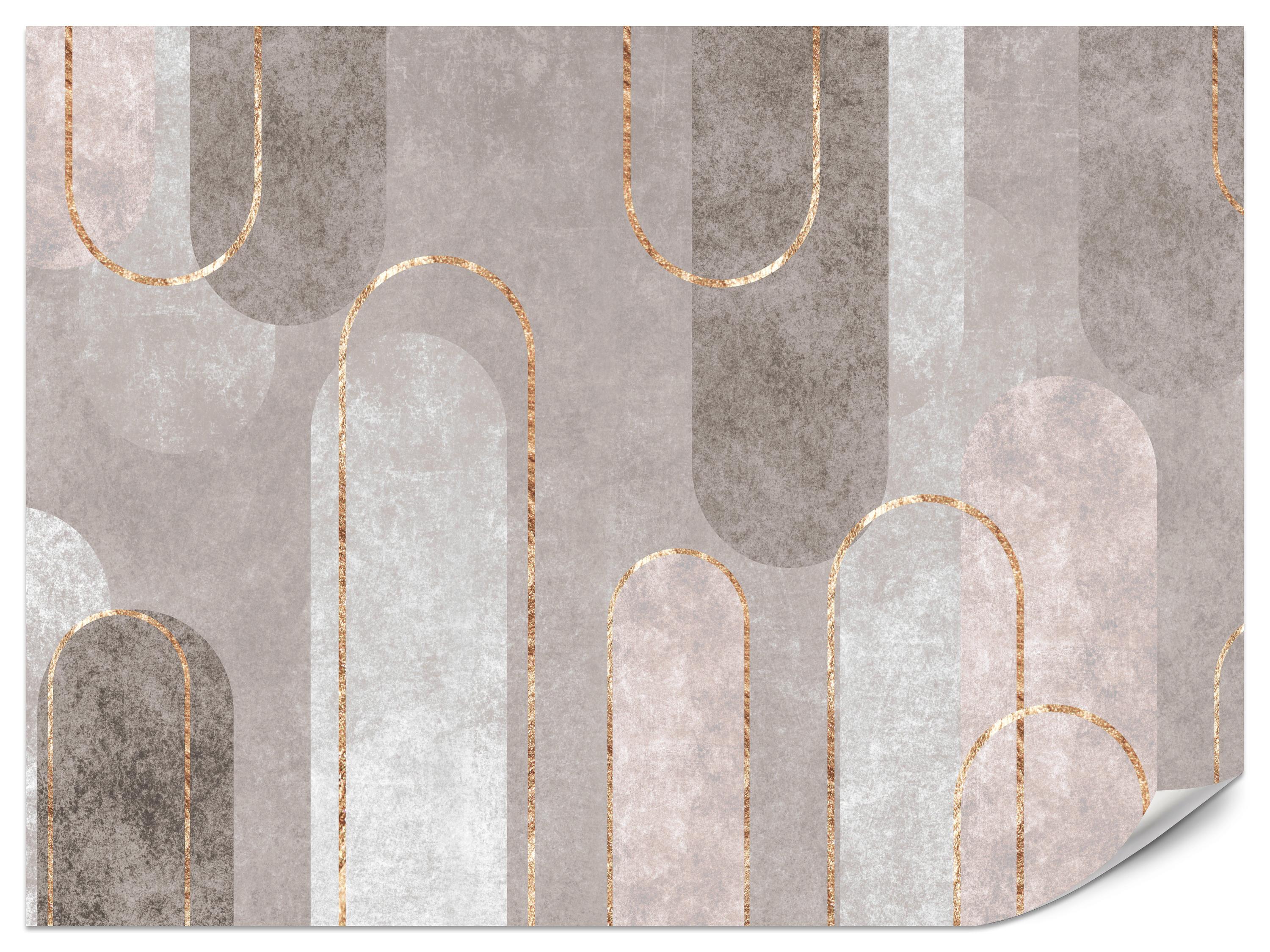 FOTOTAPETE für Wohnzimmer Geometrische Bögen Beige Beton 250x175 - Beige/Braun, Papier (250/175cm) - Muralo