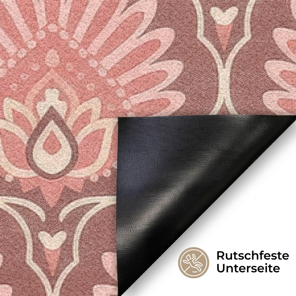 FUSSMATTE Fächermotiv - Muster - Rosa Türmatte 90x60 cm - Altrosa, Kunststoff (90/0.4cm) - MuchoWow