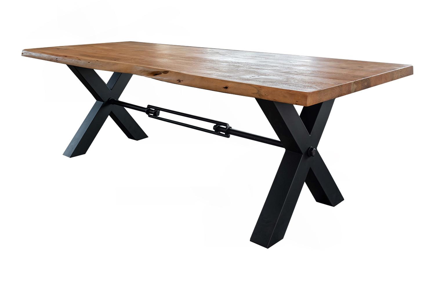 ESSTISCH MIT BAUMKANTE PALO Braun Akazie - Schwarz/Braun, Holz/Metall (100/220/78cm) - KAWOLA