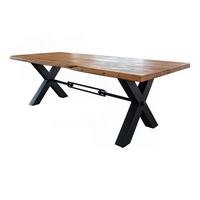 ESSTISCH MIT BAUMKANTE PALO Braun Akazie - Schwarz/Braun, Holz/Metall (100/200/78cm) - KAWOLA