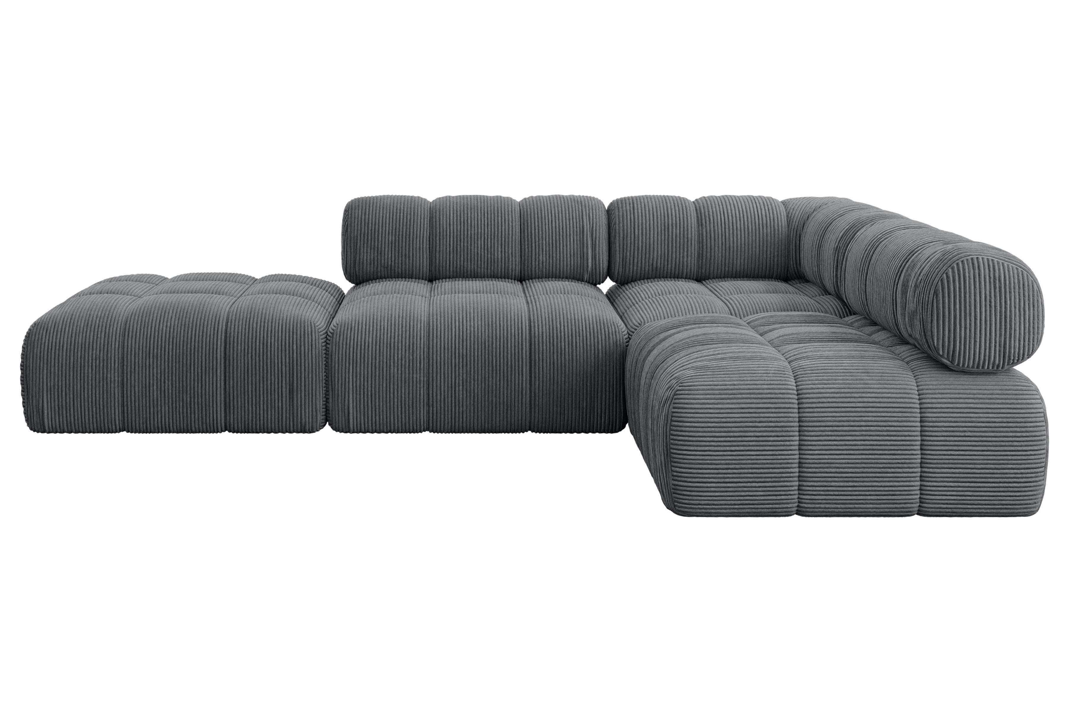 ECKSOFA modulares Sofa Favio-L1 - 285x190x70 cm Dunkelgrau Cord - Dunkelgrau, Holzwerkstoff/Textil (285/190cm) - ALTDECOR