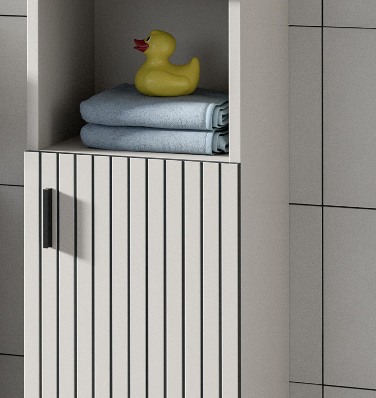 KOMMODE kaschmir 30 x 95 cm, Badschrank Türanschlag wechselbar - Kaschmir/Schwarz, Holzwerkstoff/Kunststoff (30/95/30cm) - Inn.Furn