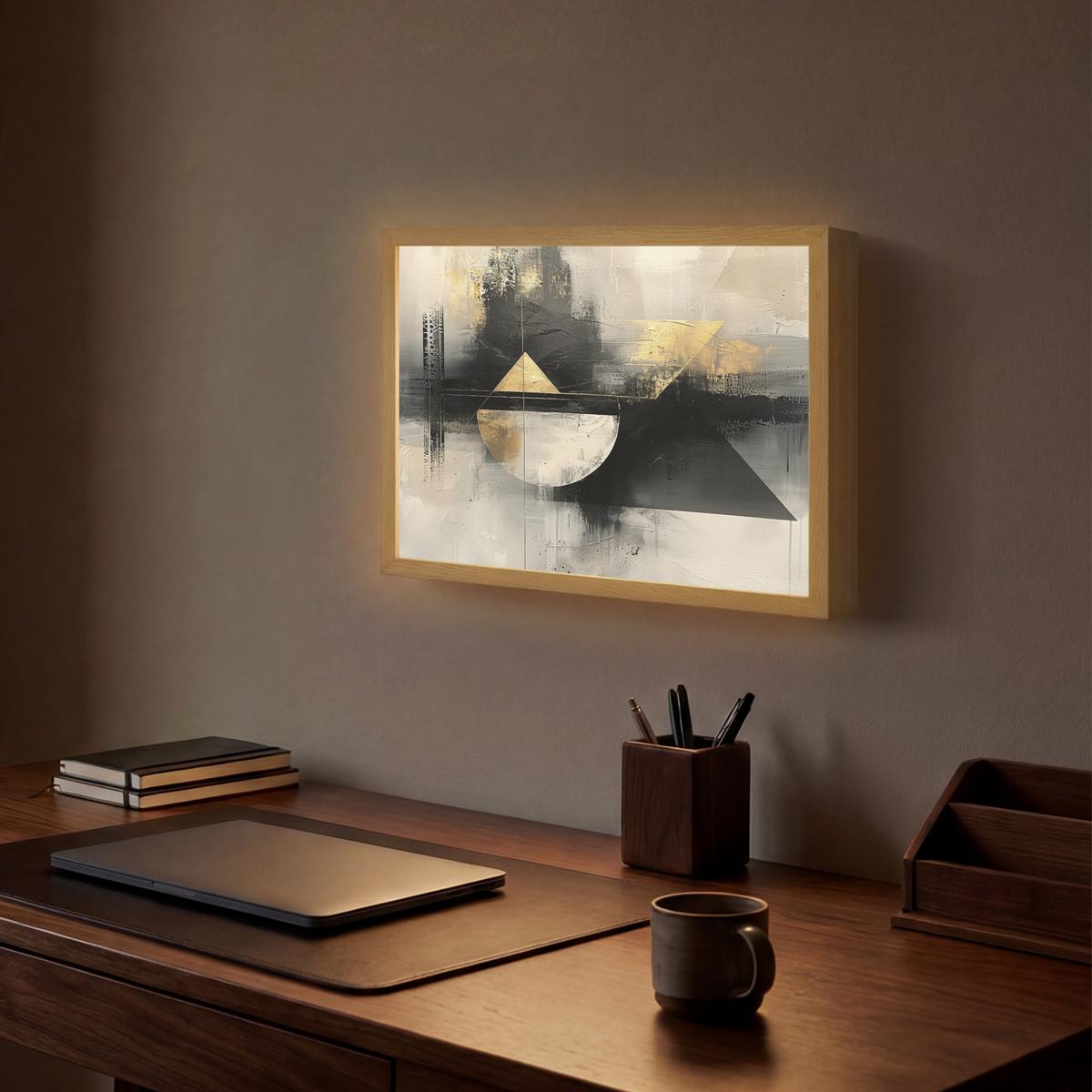 WANDLEUCHTE MIT AKKU Abstrakt - Schwarz - Farbe - Modern 40x30 cm - Grau, Holzwerkstoff (40/30/8cm) - OnlyWow