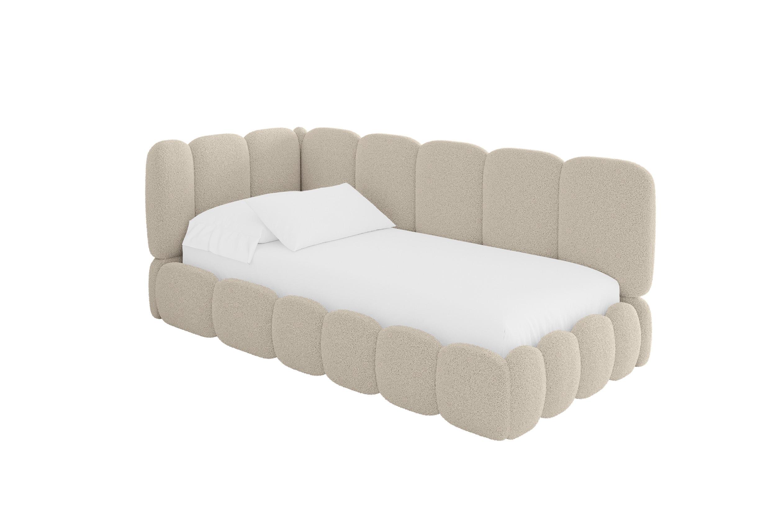 EINZELLBETT Jugendbett mit Bettkasten und Matratze H3/H4, Rechts - AVRY 100x200 Dunkelbeige - Taupe, Holzwerkstoff/Textil (100/200cm) - ALTDECOR
