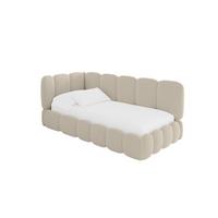 EINZELLBETT Jugendbett mit Bettkasten, Rechts - AVRY 80x200 Dunkelbeige - Taupe, Holzwerkstoff/Textil (80/200cm) - ALTDECOR