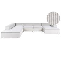 ECKFSOFA Modul 5-Sitzer rechtsseitig Cremeweiß Cord Ardal - Creme/Schwarz, Textil (414/269cm) - Beliani
