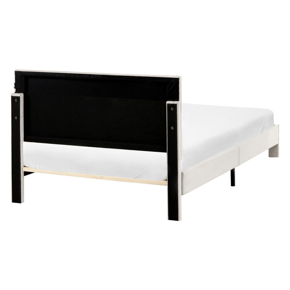 BETT mit Schubladen 120/200 cm Samtstoff Cremeweiß Lonzac - Creme, Textil (120/200cm) - Beliani