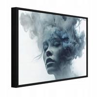 BILDER mit Rahmen Frau Abstraktion Blau 60x40 cm - Multicolor, Holzwerkstoff (60/40cm) - Wallarena