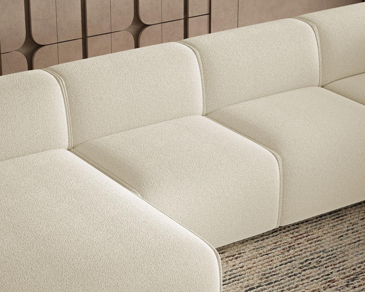 ECKSOFA U Belluno Creme Rechts - Creme/Schwarz, Holz/Kunststoff (220/378cm) - Graingold