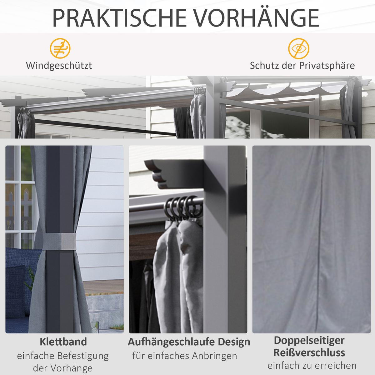 PERGOLA Stahl Alu Polyester Dunkelgrau - Dunkelgrau, Metall (295/230/297cm) - Outsunny