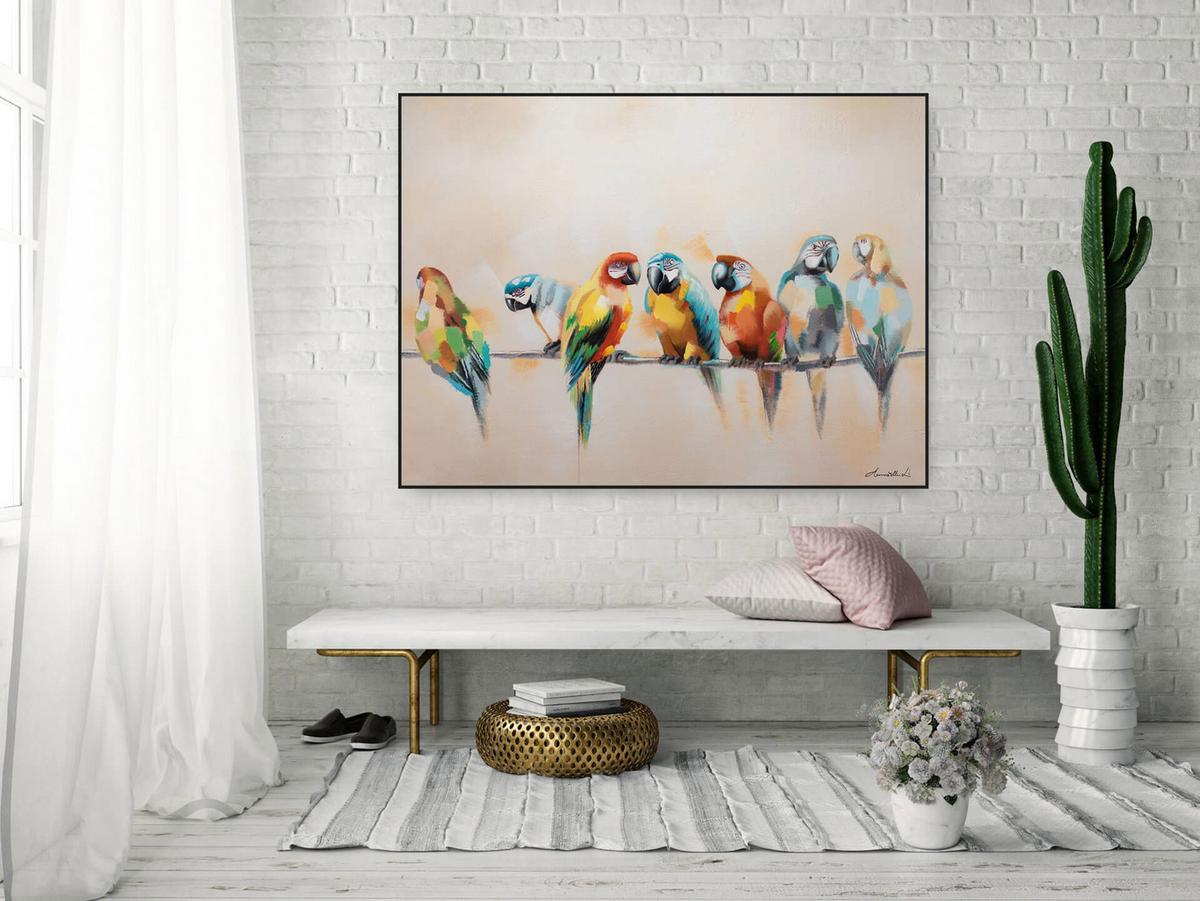 ACRYLBILD HANDGEMALT 120/90 cm - Blau/Beige, Holz/Textil (120/90cm) - KUNSTLOFT