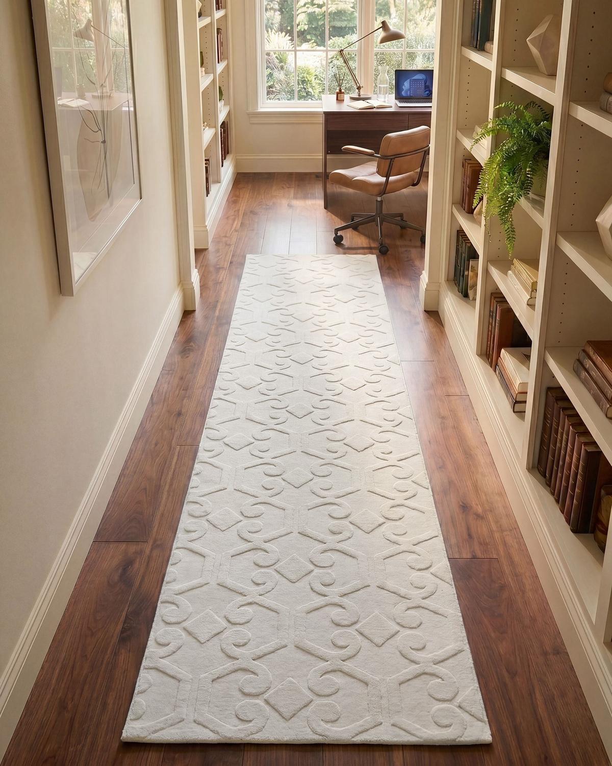 TEPPICH Cremeweiß 80/300 cm Gannett - Creme/Weiß, Textil (80/300cm) - Beliani