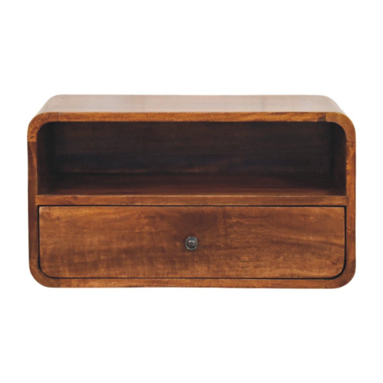NACHTTISCH mit edlem Kastanien-Finish, 1 Schublade, 1 offene Ablage, braun. - Braun, Holz (55/30/35cm) - Artisan Furniture