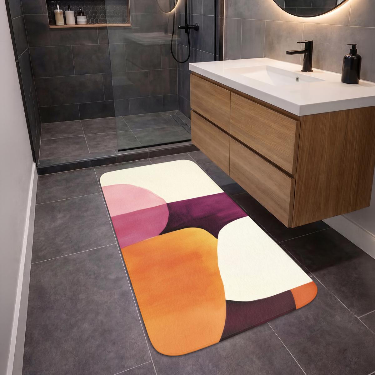 BADEMATTE Formen - Abstrakt - Farbenfroh 60x120 cm - Terracotta, Textil (60/120cm) - OnlyWow