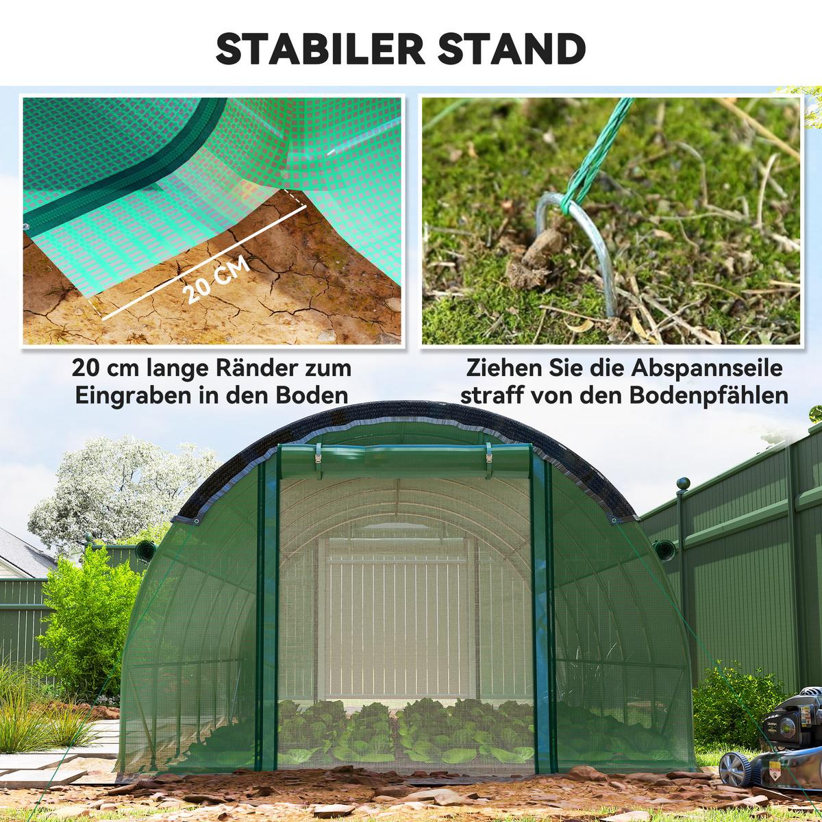 FOLIENTUNNEL, 600L x 300B x 198H cm - Grün, Kunststoff (300/198/600cm) - Outsunny