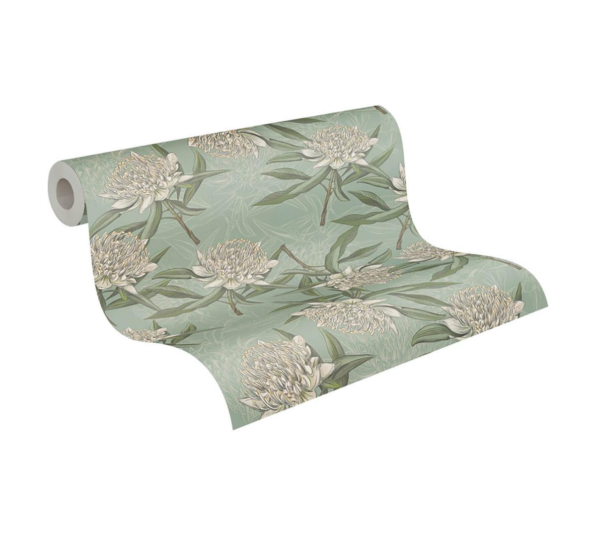 VLIESTAPETE Grün 53/1005 cm - Türkis, Textil (53/1cm) - KUNSTLOFT