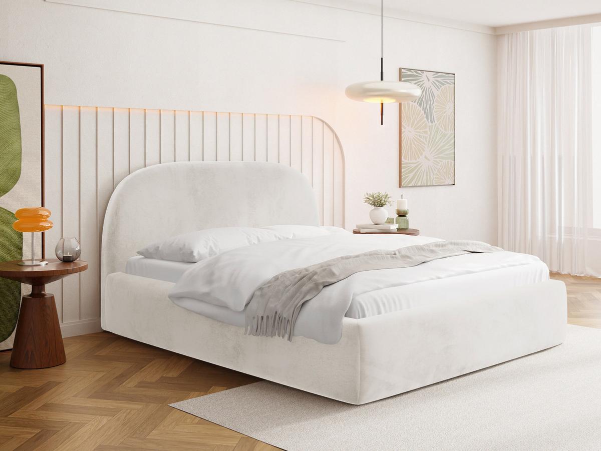 POLSTERBETT Puro mit Bettkasten, Creme Samt 200 x 200 cm – mit Metall-Lattenrost - Beige/Birkefarben, Kunststoff/Textil (200/200cm) - WFL GROUP