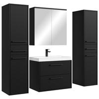 BADMÖBEL-SET Florence 5 Teile Schwarz Matt - 60 x 35 x 51 cm - Schwarz, Holz (60/51/35cm) - Badplaats