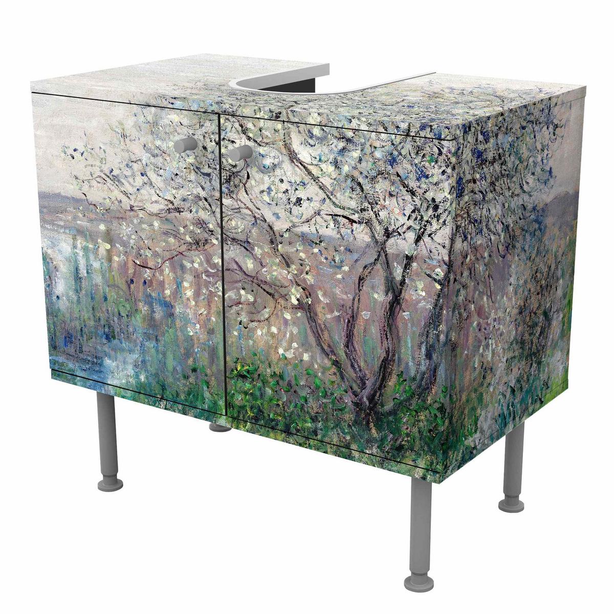 WASCHBECKENUNTERSCHRANK Claude Monet - Frühlingsstimmung 60/55/35 cm - Beige, Holzwerkstoff (60/55/35cm) - Bilderwelten