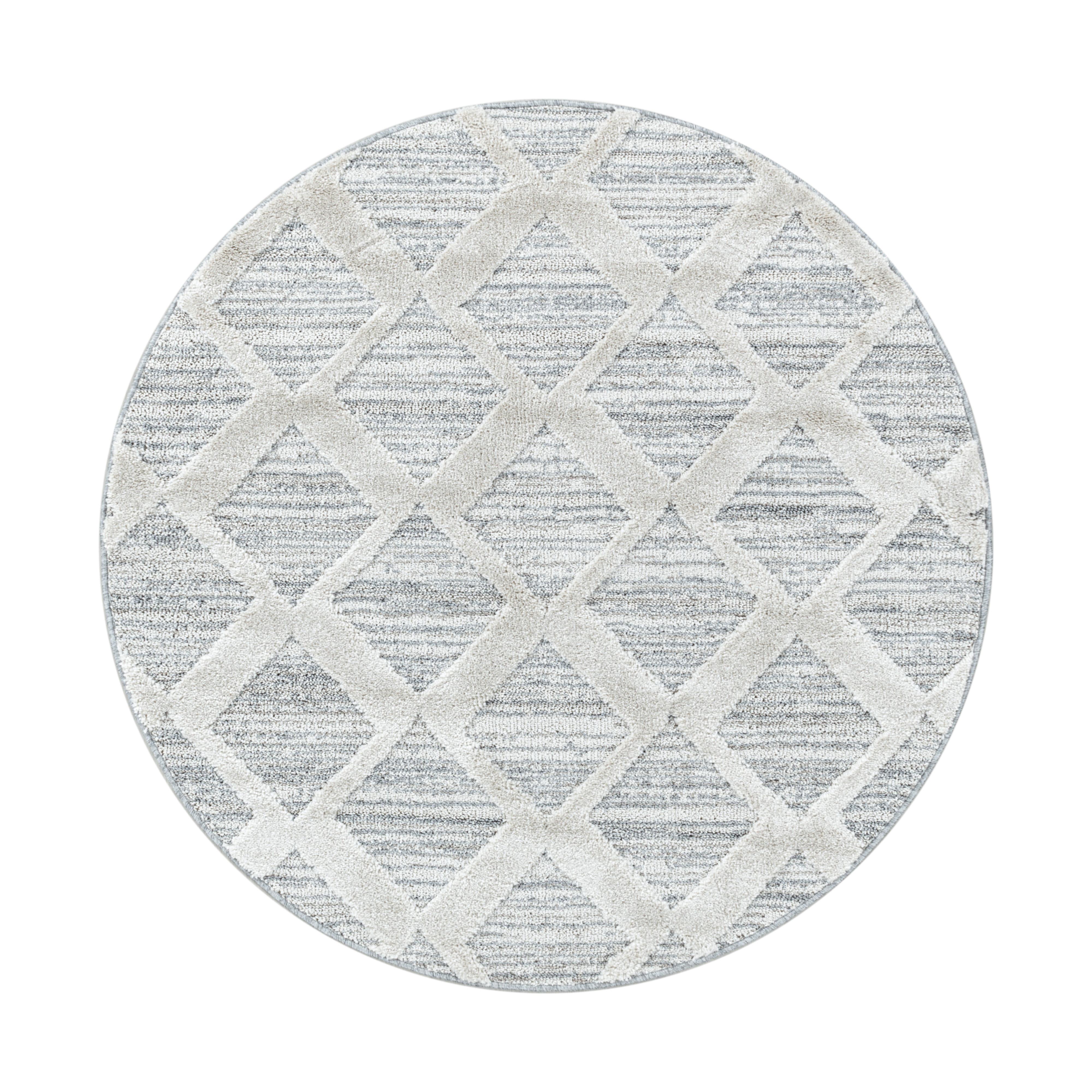 HOCHFLORTEPPICH EISACK, im Boho-Stil, Grau, Ø 160 cm - Grau, Textil (160/160cm) - KADIMA DESIGN