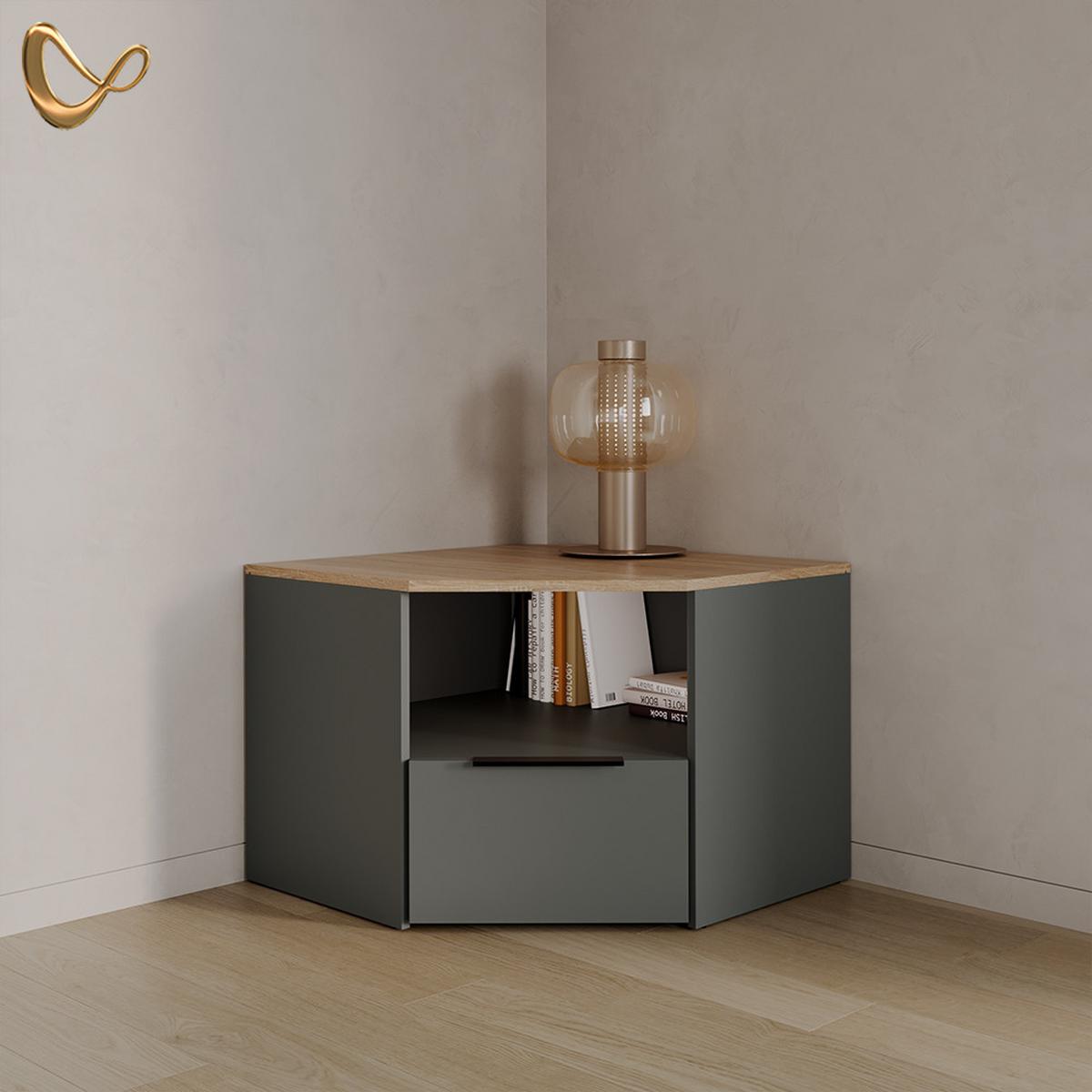 LOWBOARD Piave Anthrazit/Sonoma 68 x 50 cm - Anthrazit/Sonoma Eiche, Holzwerkstoff (68/50/68cm) - Livinity®