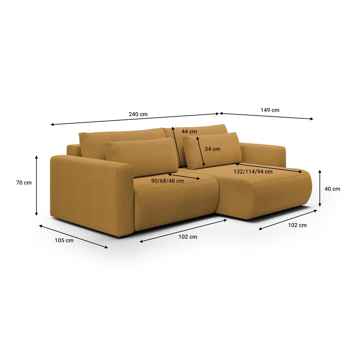 ECKSOFA Evy 3 Sitzplätze Gelb - Gelb, Holz (240/149cm) - Petits-meubles