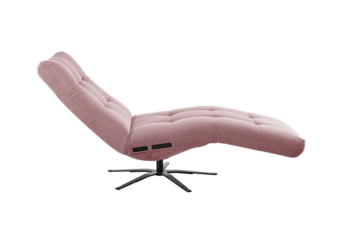 RELAXLIEGE LETICIA Pink Cord Drehbar (360°), Relaxfunktion - Schwarz/Rosa, Textil/Metall (82/115/156cm) - KAWOLA