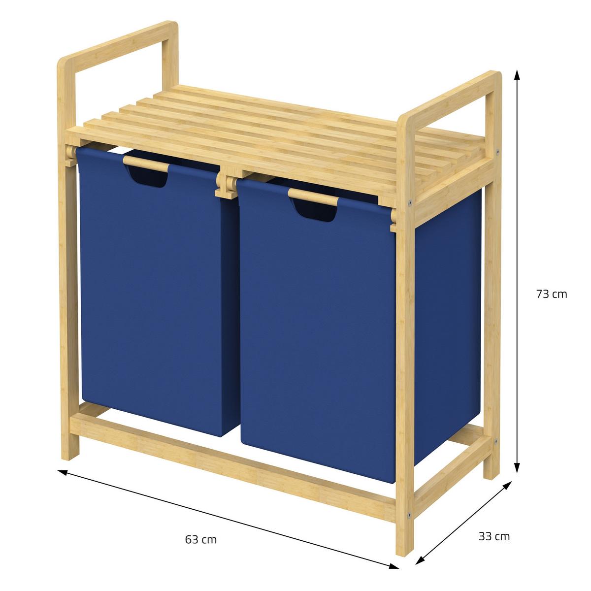 WÄSCHEKORB - Blau, Holz (33/73/63cm) - ML-DESIGN