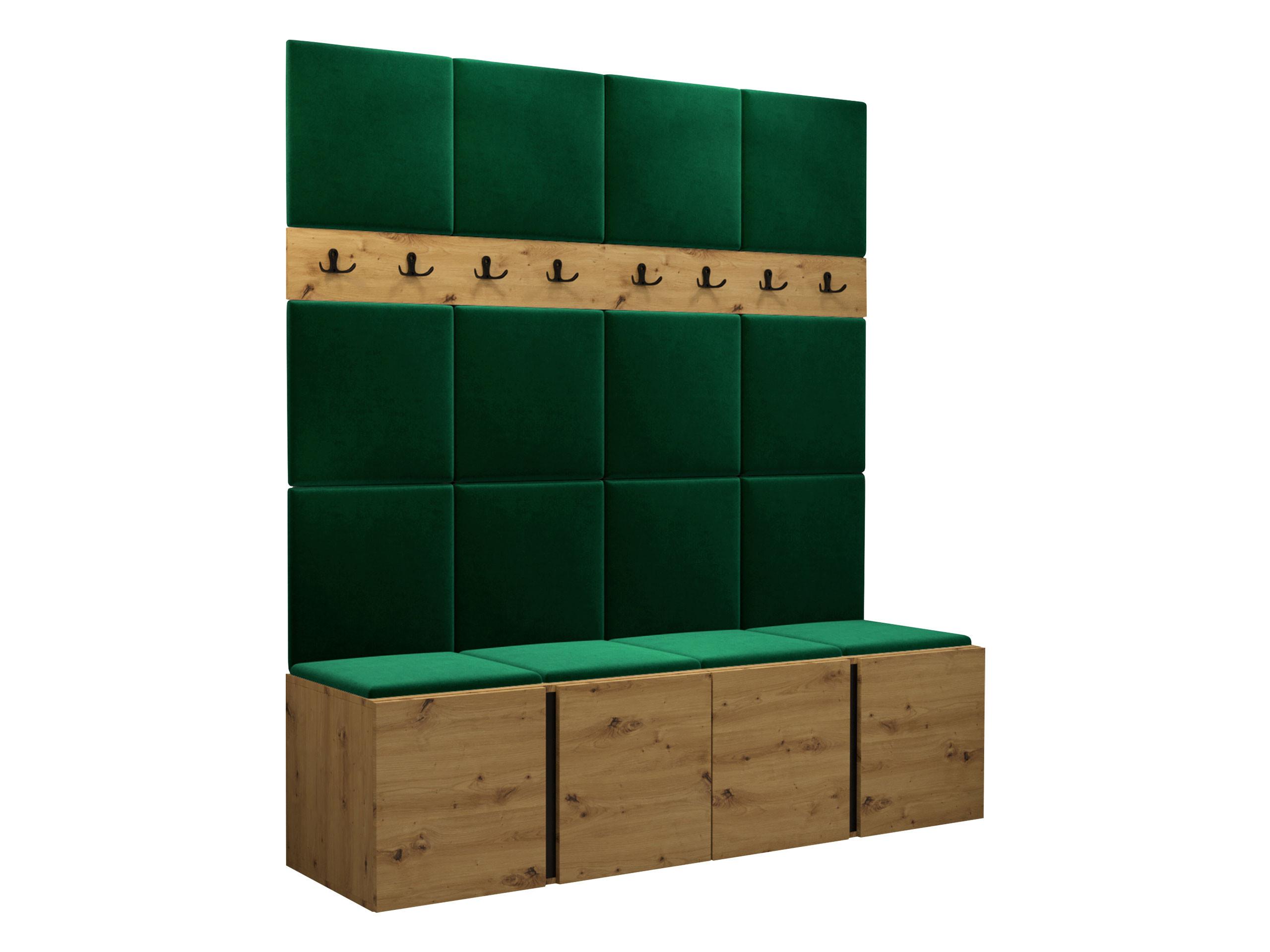 GARDEROBEN-SET Orion V - Eiche Artisan/Grün, Holzwerkstoff/Kunststoff (168/186/46cm) - MIRJAN24