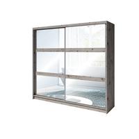 DREHTÜRENSCHRANK HEIMOR 230/215/62cm 2-türig mit Spiegel Eiche Wellington - Eichefarben, Holzwerkstoff (230/215/62cm) - MASSENO