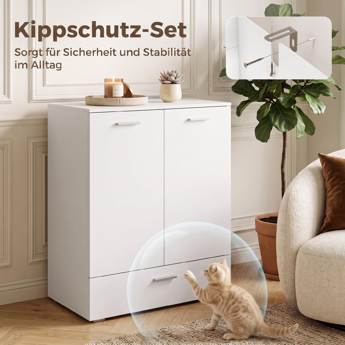 SIDEBOARD MDF Weiß - Weiß, Holzwerkstoff/Metall (42/100/80cm) - HOMCOM