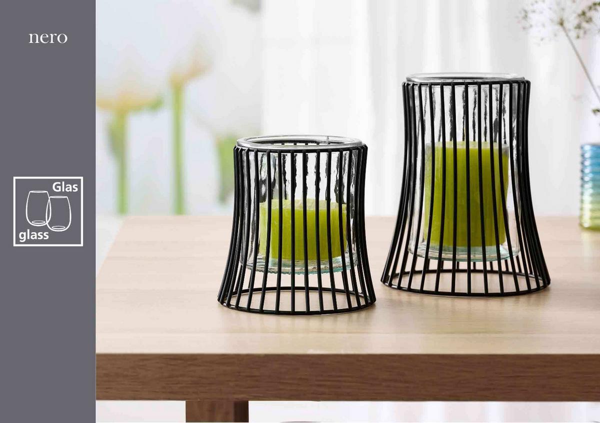 WINDLICHT Nero 12,5 cm - Transparent/Schwarz, Glas/Metall (13/12.5/13cm) - Ritzenhoff Breker