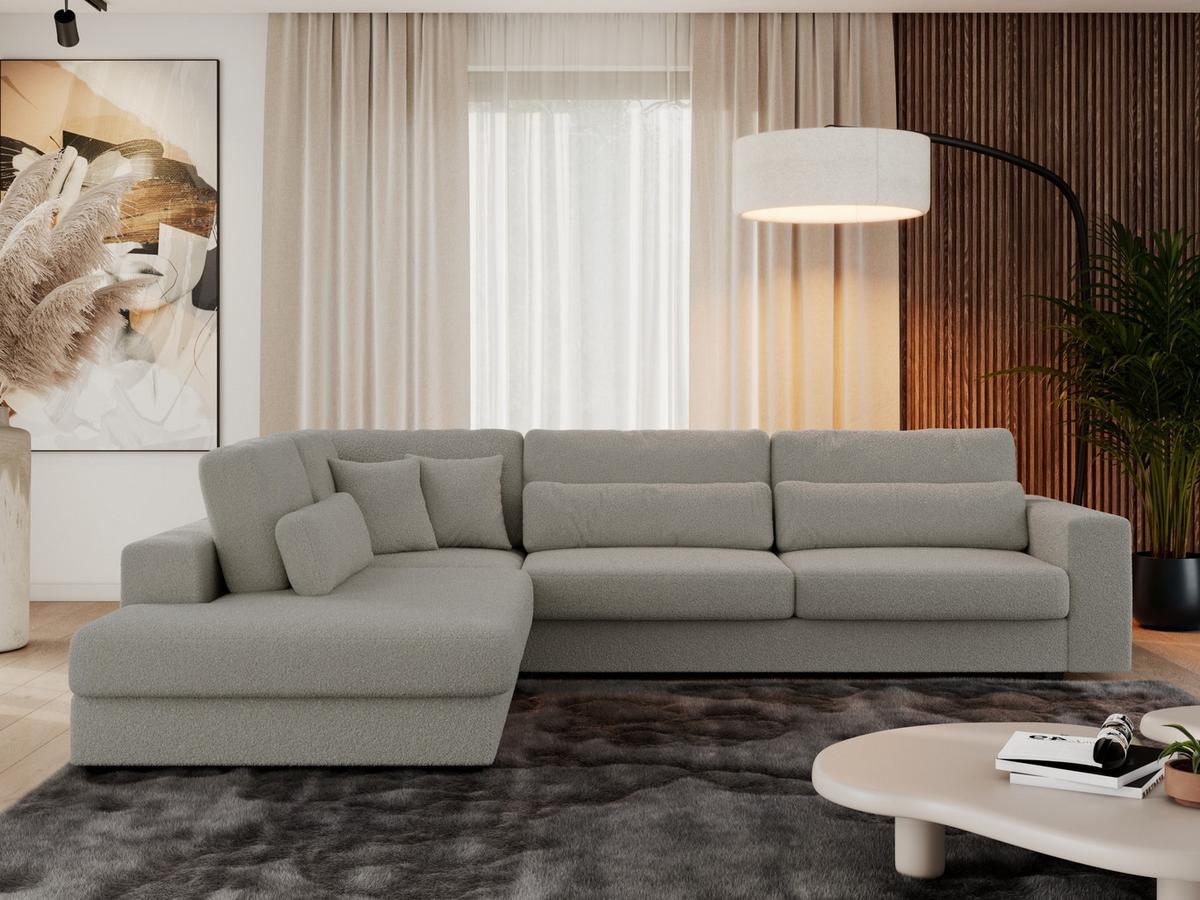 ECKSOFA Savona Grau Boucle - links - Schwarz/Grau, Kunststoff/Textil (316/249cm) - MKS