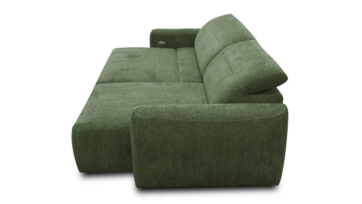 ECKSOFA NERO 4-Sitzer, dunkelgrün - Dunkelgrün/Schwarz, Holz/Textil (272/81/159cm) - Wozimo
