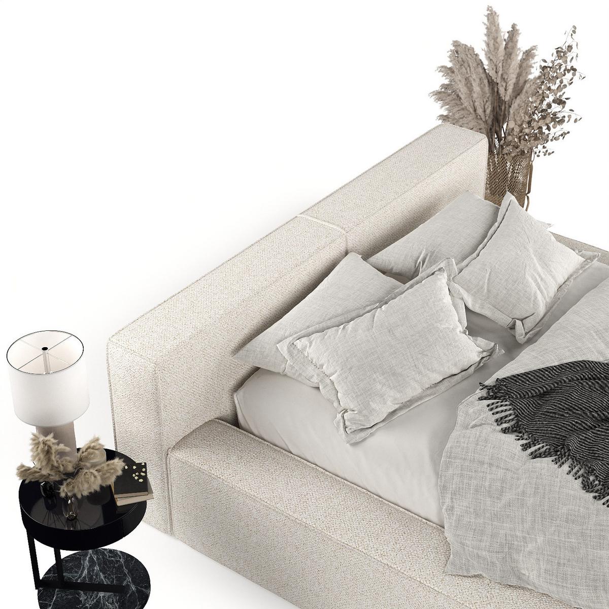 POLSTERBETT Casto mit Stauraum 140/200 cm Creme im Blur Stoff - Creme/Schwarz, Holz/Holzwerkstoff (140/200cm) - AltaBeds