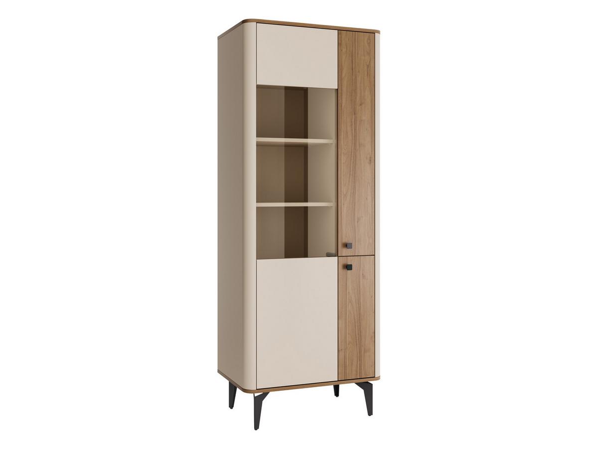 VITRINE Aurena AU02 - Kaschmir/Nussbaumfarben, Holzwerkstoff/Metall (74/190/41cm) - MIRJAN24