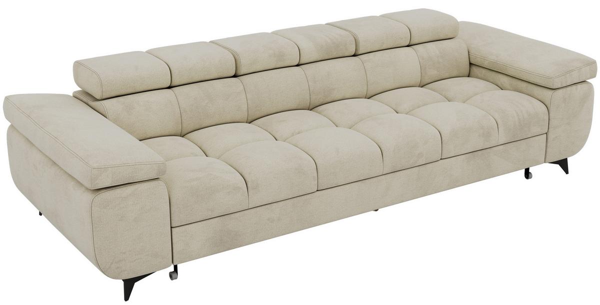 3-SITZER SOFA NIDELLO - Beige Velvet - Beige/Schwarz, Textil/Metall (260/70/97cm) - MKS