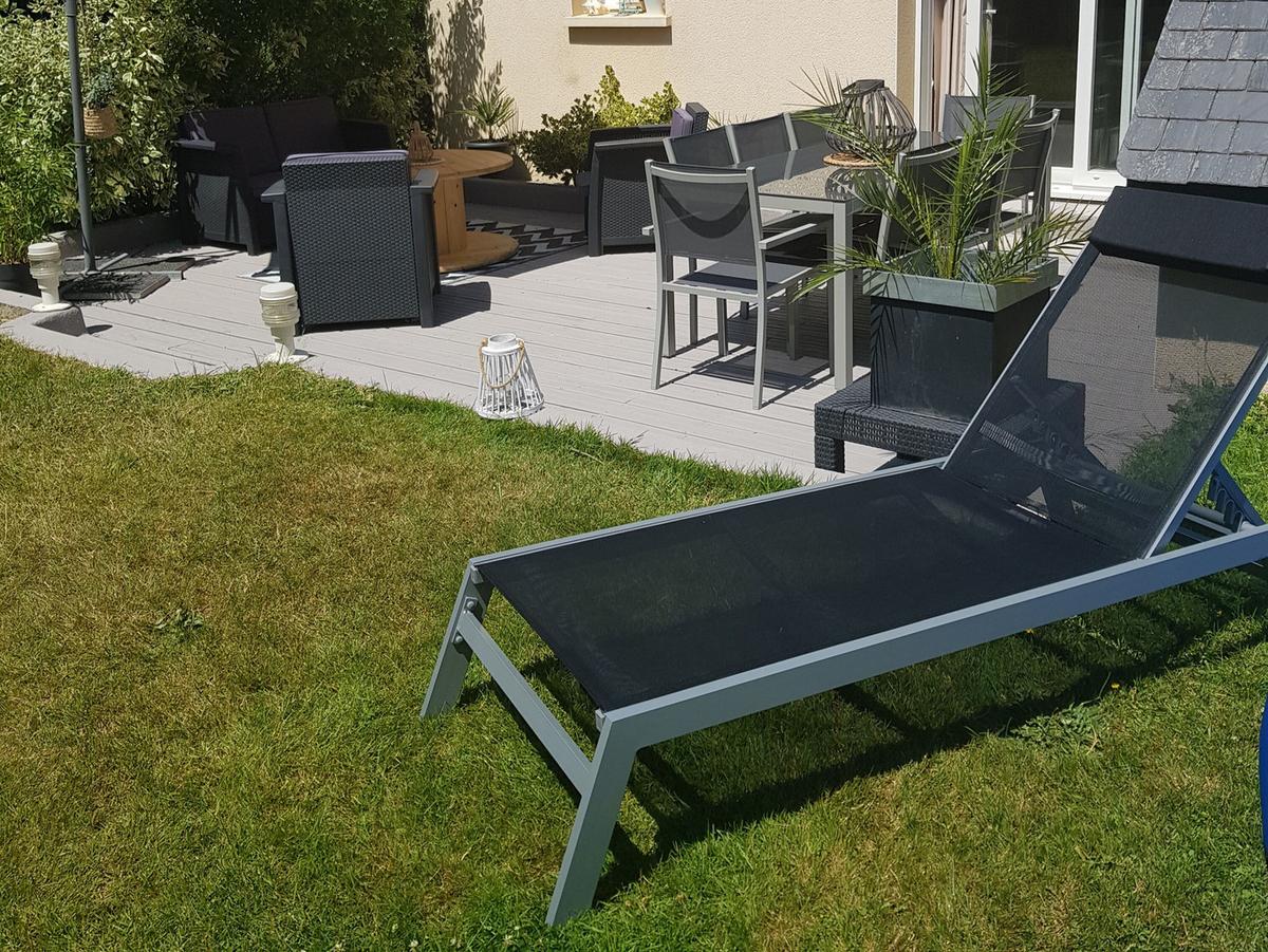 GARTENLIEGE schwarz Catania - Schwarz, Metall (66/103/155cm) - Beliani