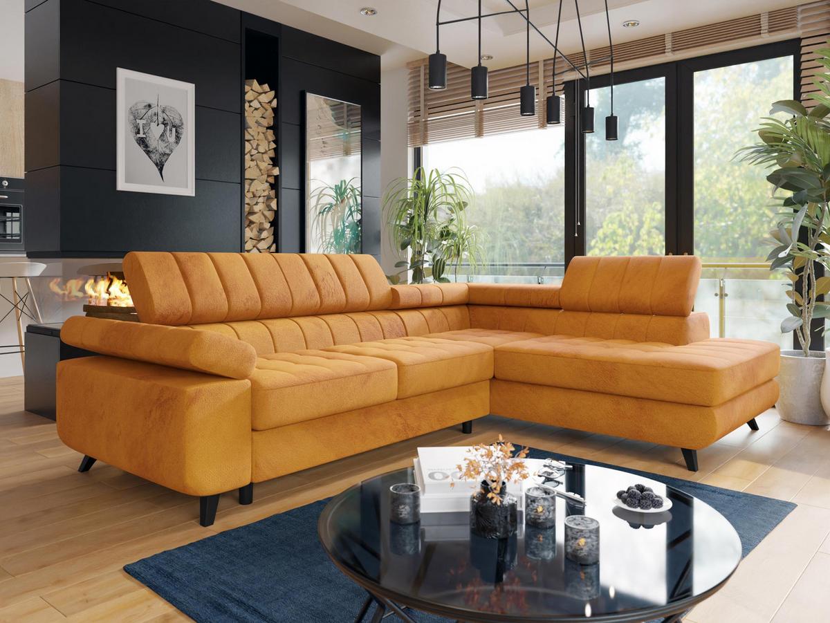ECKSOFA Nord Premium, Seite: Rechts - Gelb/Anthrazit, Holz/Textil (264/203cm) - MIRJAN24