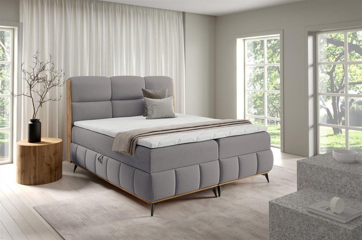 BOXBETT Charlie - Grau, Holzwerkstoff/Textil (200/200cm) - Fun Möbel