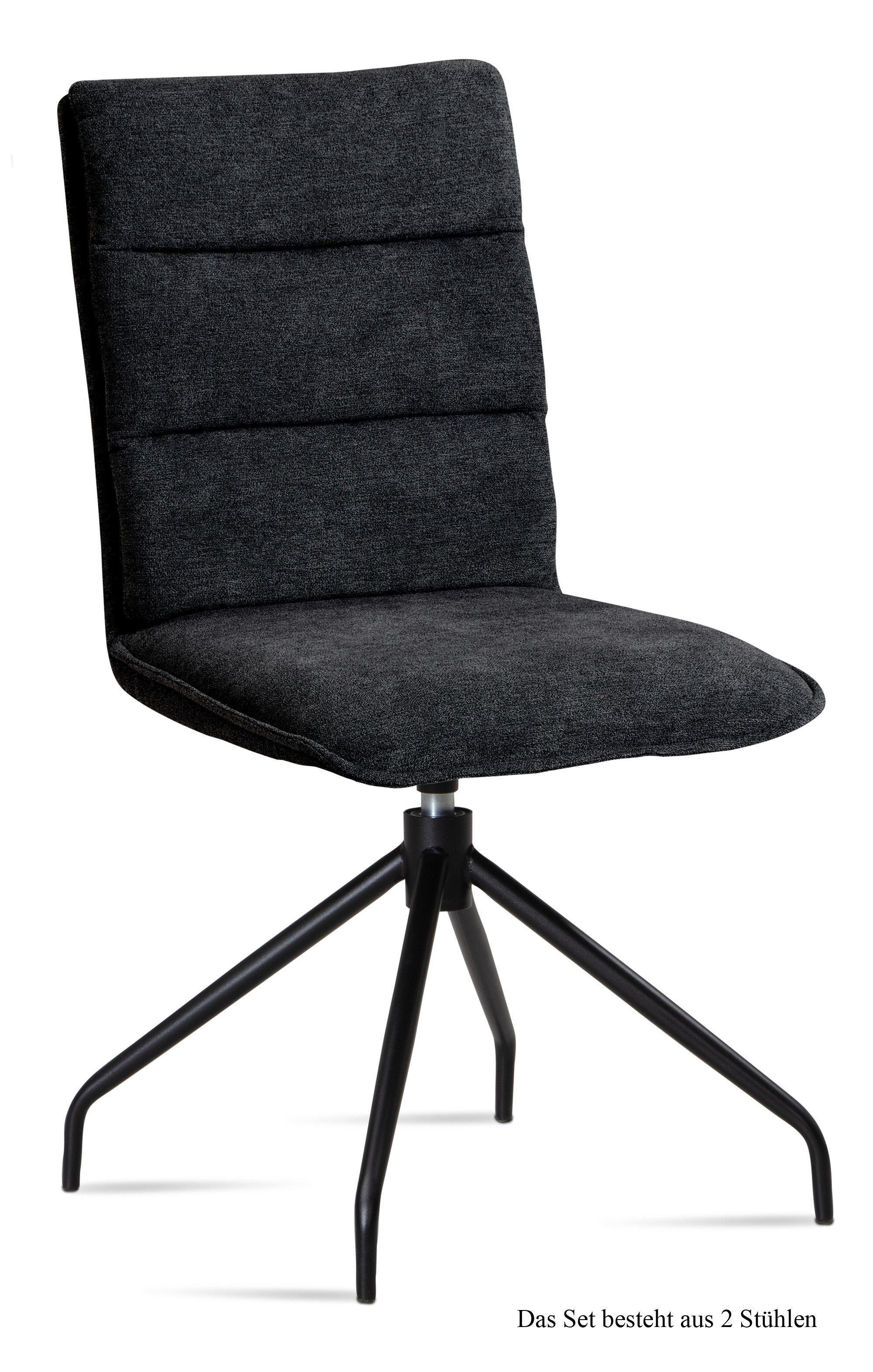 ESSZIMMERSTUHL drehbar (2er-Set) Donata 47x92x60 Schwarz/Anthrazit - Anthrazit/Schwarz, Kunststoff (60/92/47cm) - 58aufmkessel